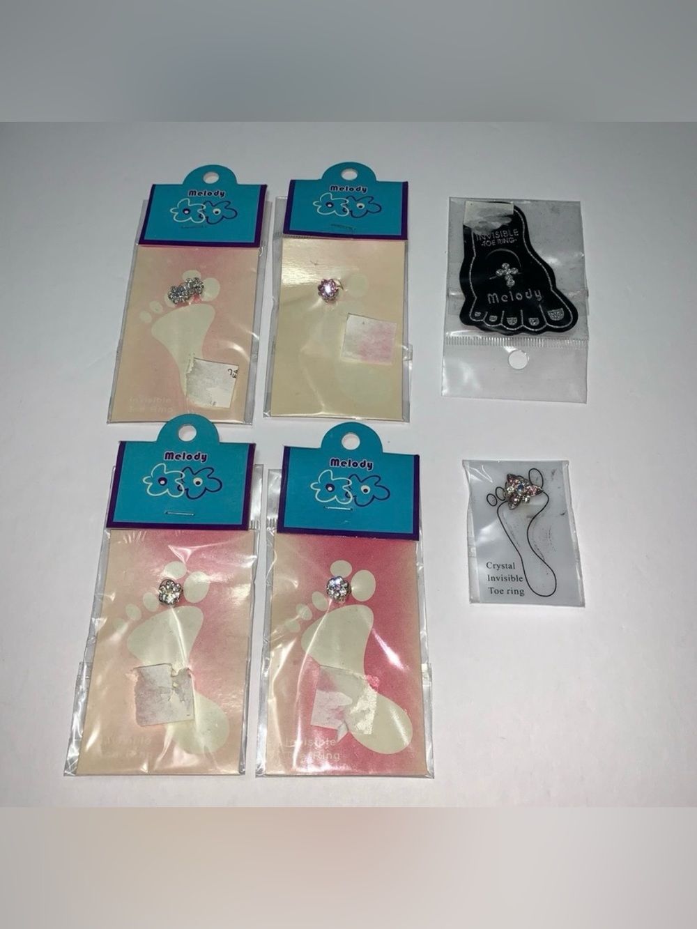 TOE RINGS LOT pink and white fashion jewelry NWT